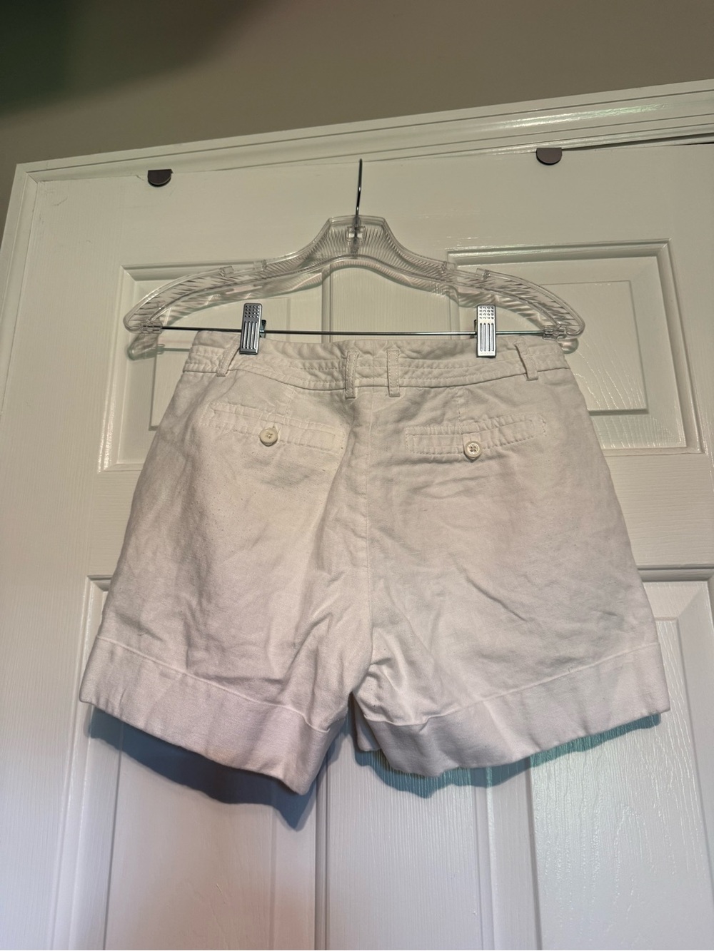 Express White Cuffed Linen-Blend Shorts - Picture 2 of 7